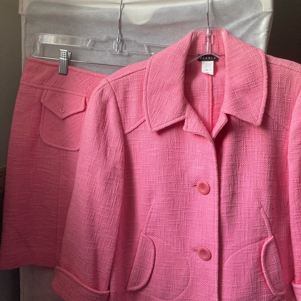 Searle bubble gum pink mini skirt suit Italy 4 skirt and 0 jacket